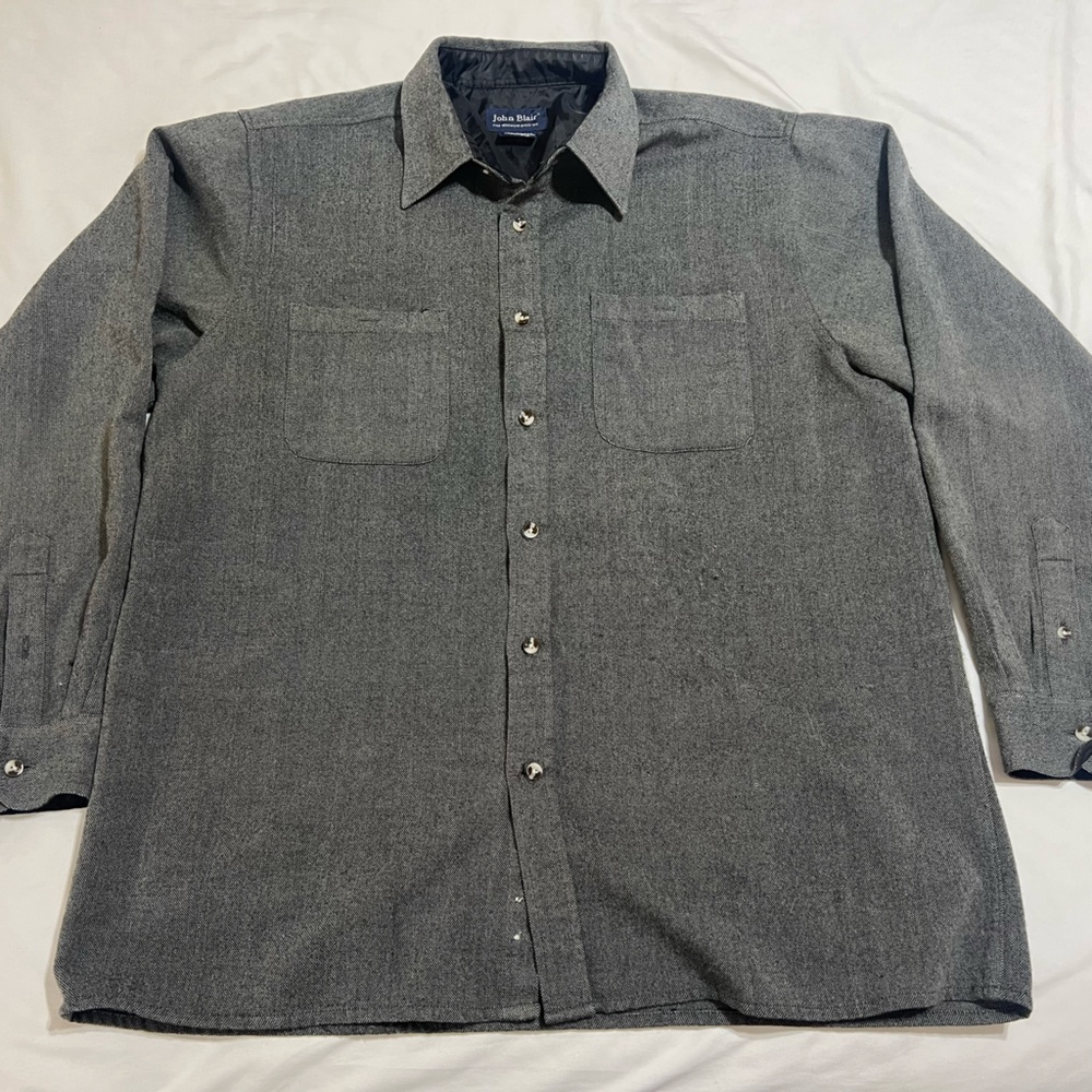 John Blair Men's Gray Casual Button Down Shirt